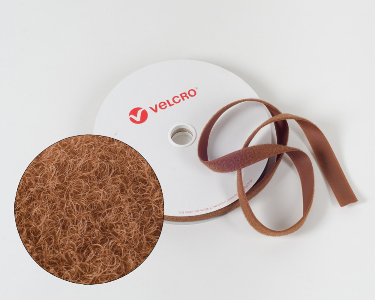 VELCRO®-Flauschband 25mm zum Aufnähen in Farbe Braun
