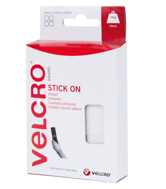 VELCRO® 60235 STICK ON Klettquadrate weiss