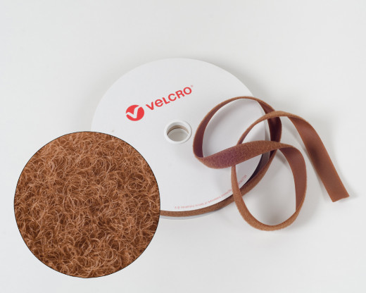 VELCRO®-Flauschband 25mm zum Aufnähen in Farbe Braun