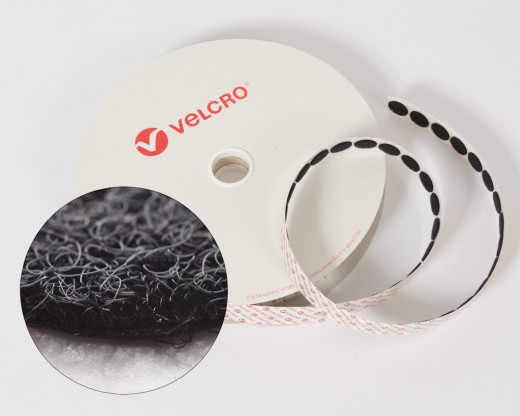 Rolle 1300St. VELCRO® 15mm Flauschpunkte selbstklebend schwarz