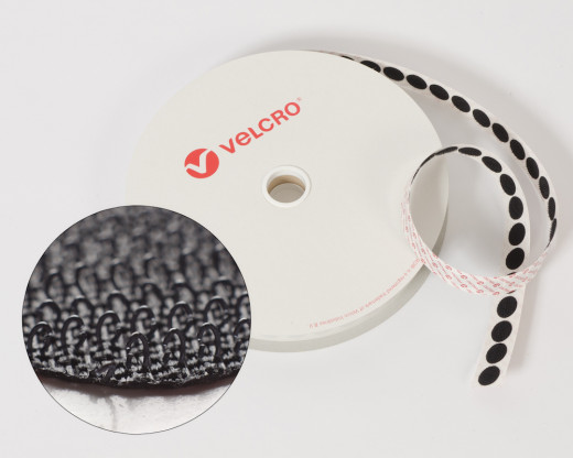 Rolle 1000 St. VELCRO® 22mm Hakenpunkte selbstklebend schwarz