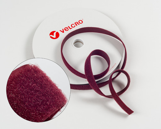 VELCRO®-Flauschband 25mm zum Aufnähen in Bordeauxrot